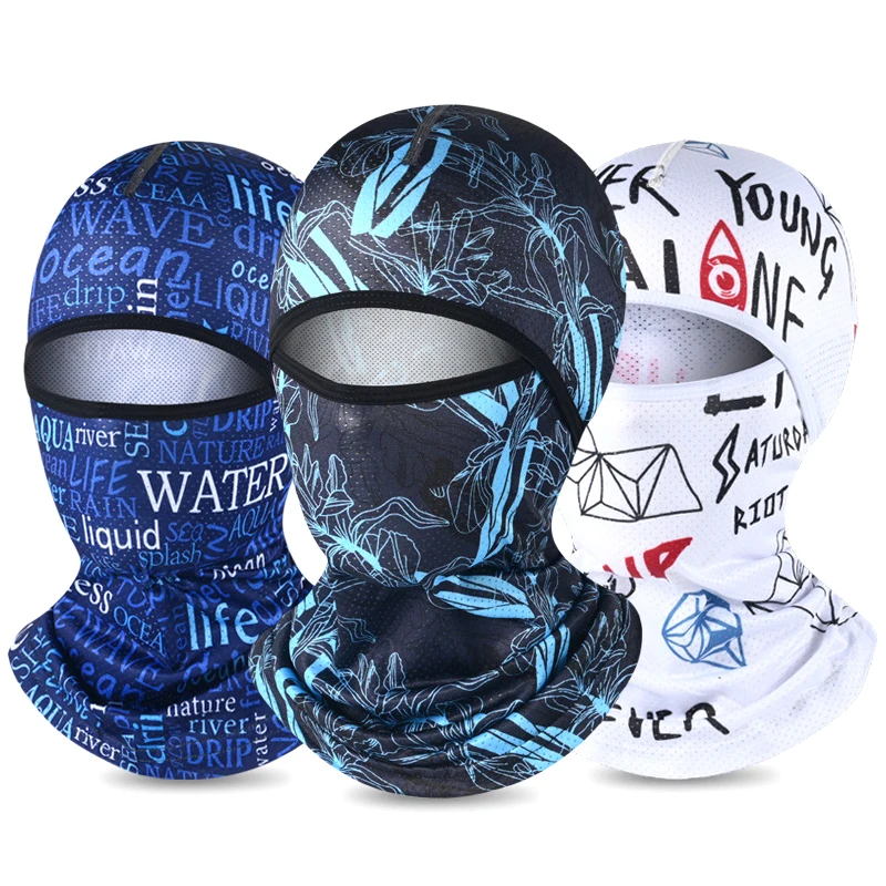 Summer Cool Balaclava Ice Silk Motorcycle Neck Cycling Helmet Full Face Hood Sun Anti-UV Protection Sports Face Cover Hat