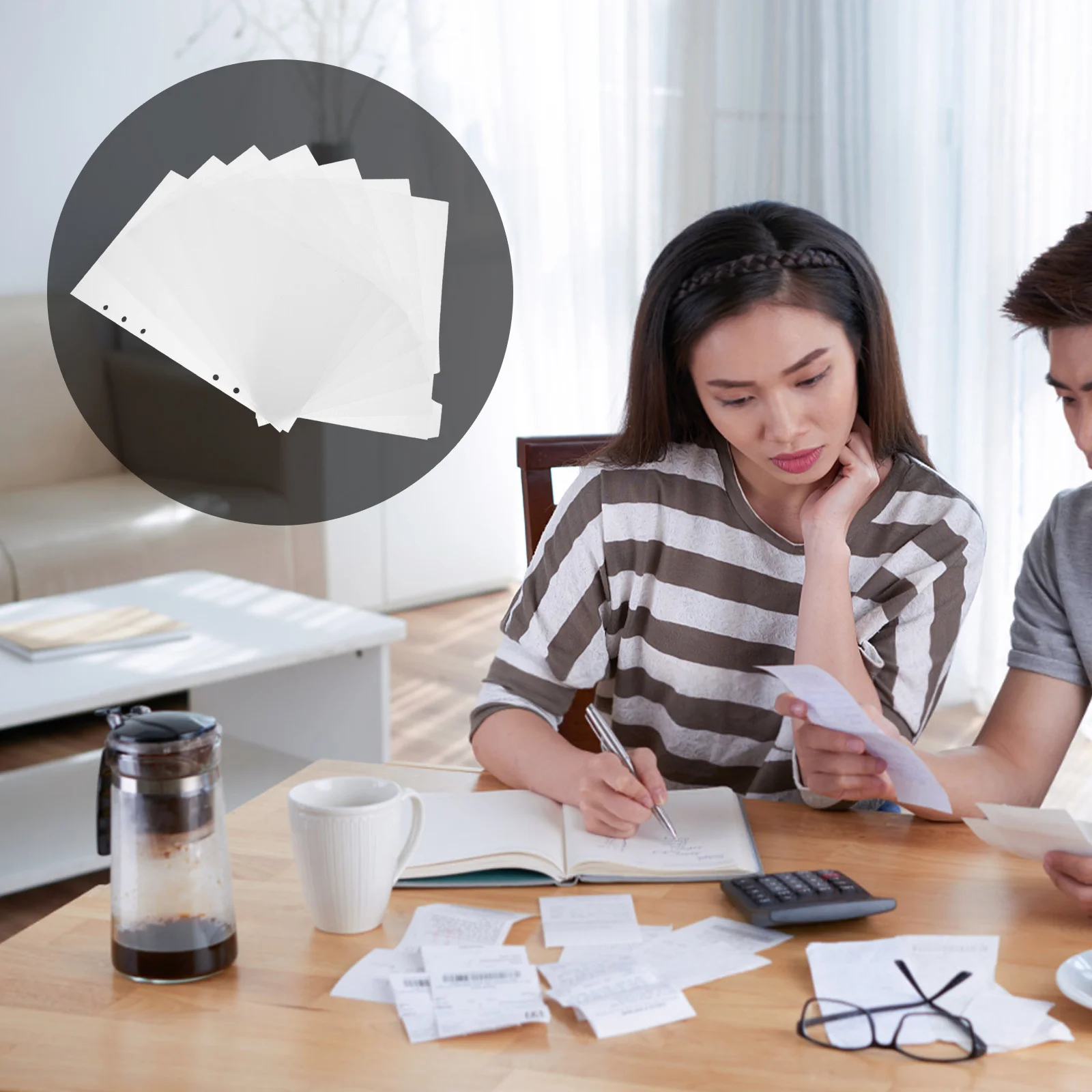 

7pcs Multi-Use Budget Binder Inserts Pp Material For Daily Use Replaceable Loose Leaf Pocket Reusable Budget Insert