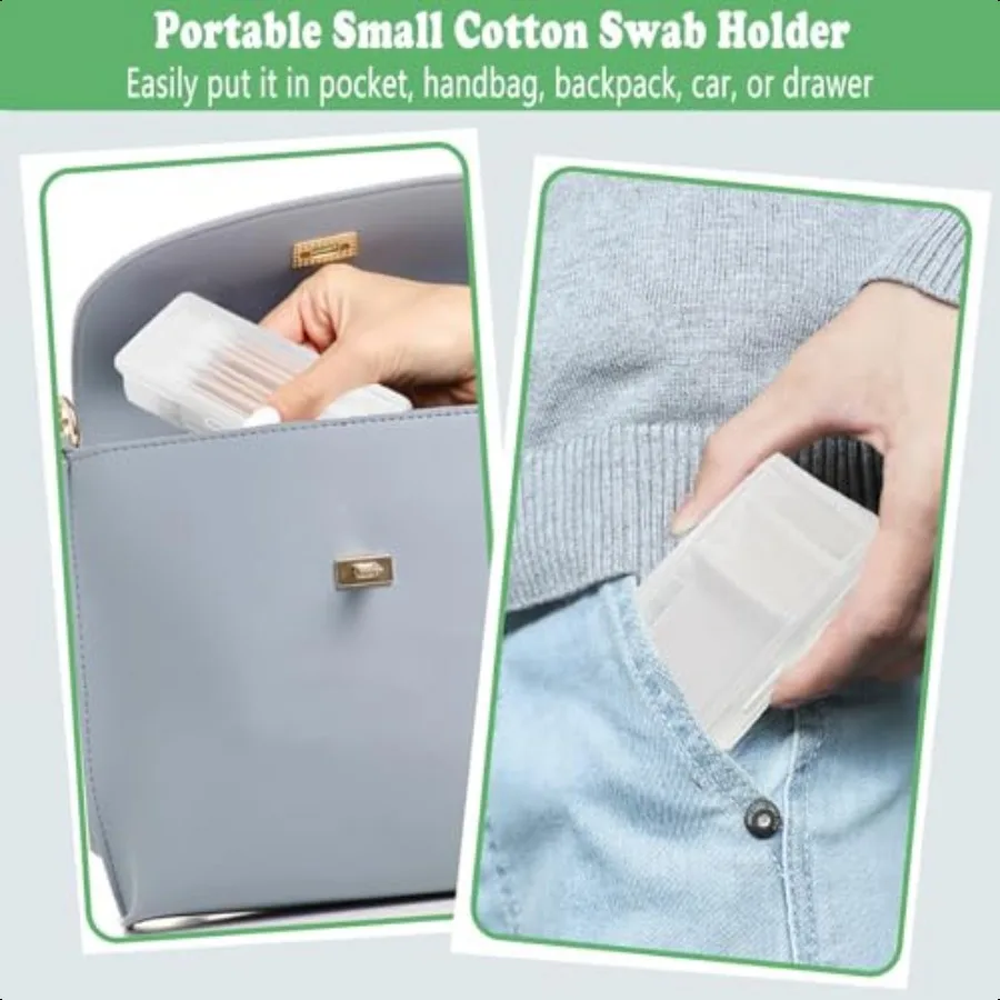 Wattenstaafje Houder voor Reizen 2-delige Draagbare Kleine Tandzijde Houder Doorzichtige Plastic Wattenschijfje Houder Reiszijde Picks Case