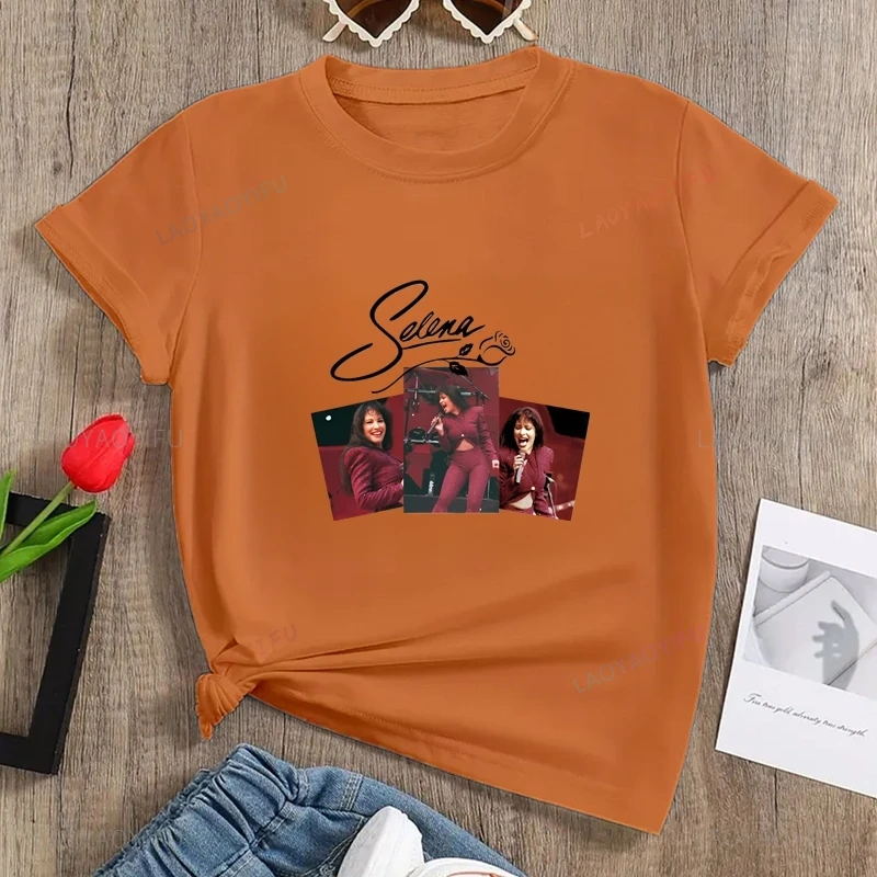 Famous Singer SELENA Fashion Poster Printed Women's Shirt, Everyday Casual Street Wear, Spring/summer Cotton 0 Neck T-shirt