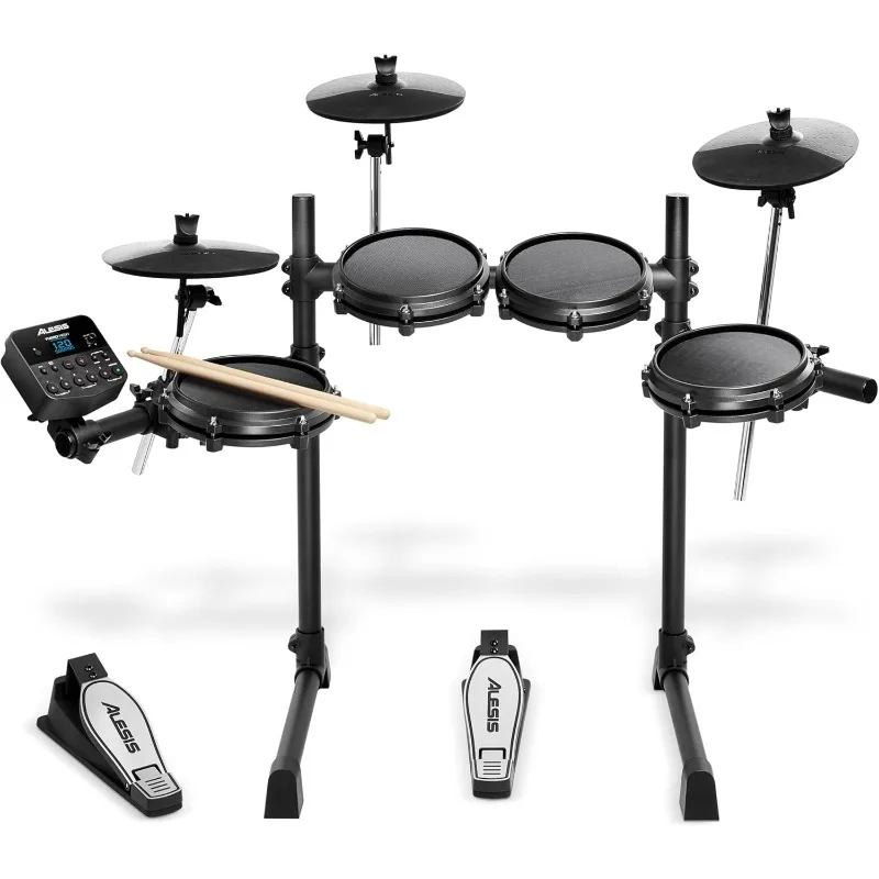 Electric Drum Set With 100+ Sounds, Quiet Mesh Drum Pads, Drum Sticks, Connection Cables, Drum Lessons