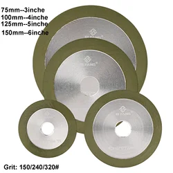 Disque de meulage diamant pour meuleuse d'angle, meule de polissage, affûtage de fraise en acier au tungstène, 75mm, 100mm, 125mm, 150mm