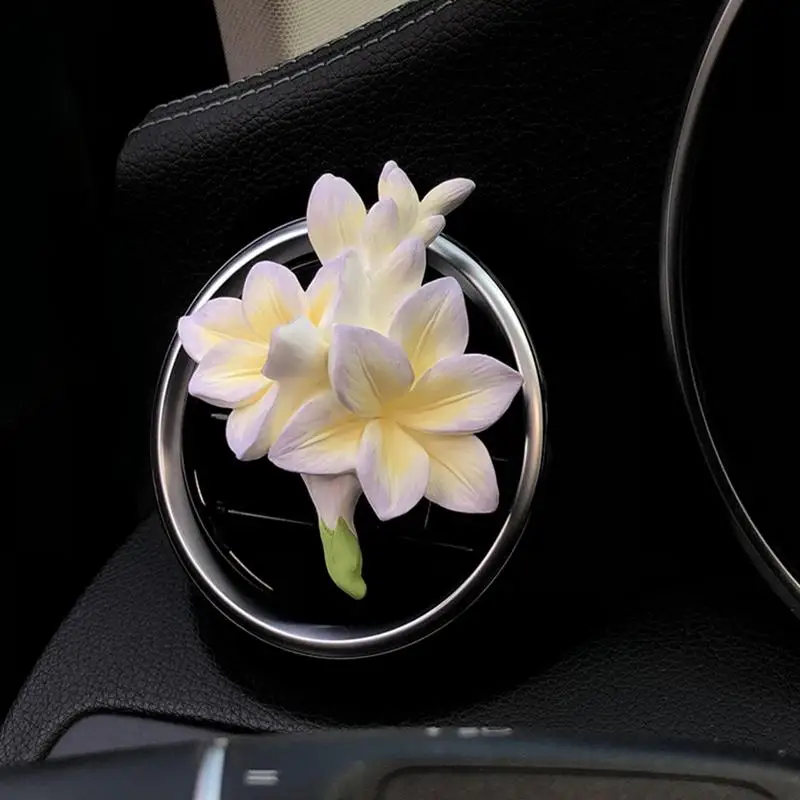 Flower Car Air Freshener Vent Clip Freesia Air Outlet Perfume Decoration Odor Eliminator For Workplace Automotive Fragrance