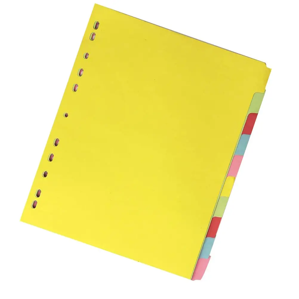 

12Pcs Colorful Tab Dividers A4 11 Holes Index Labels for Document Separation Fast Reference in Binders Notebooks Files Category