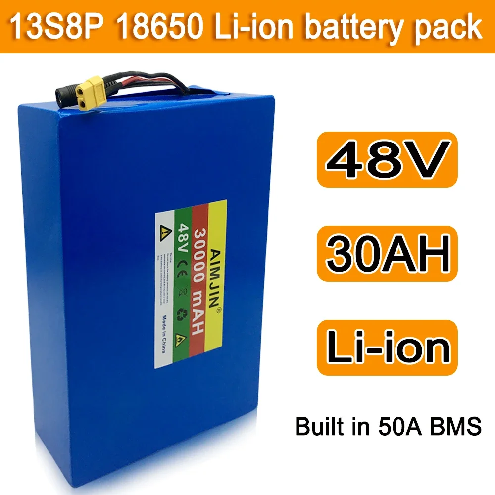 

13S8P 48V 30Ah lithium battery for electric scooters, mountain bikes 250-800W+54.6V 2A charger