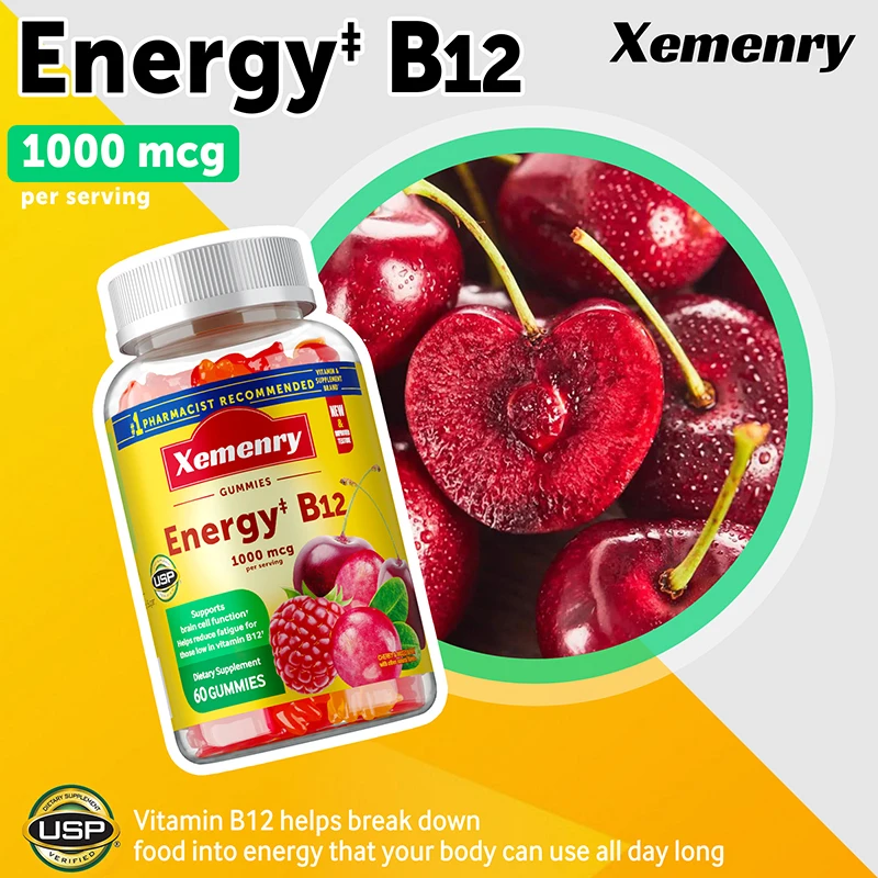 Vitamin B12 Gummies - It Helps Maintain Energy, Boosts Metabolism, and Supports Bones and The Immune System