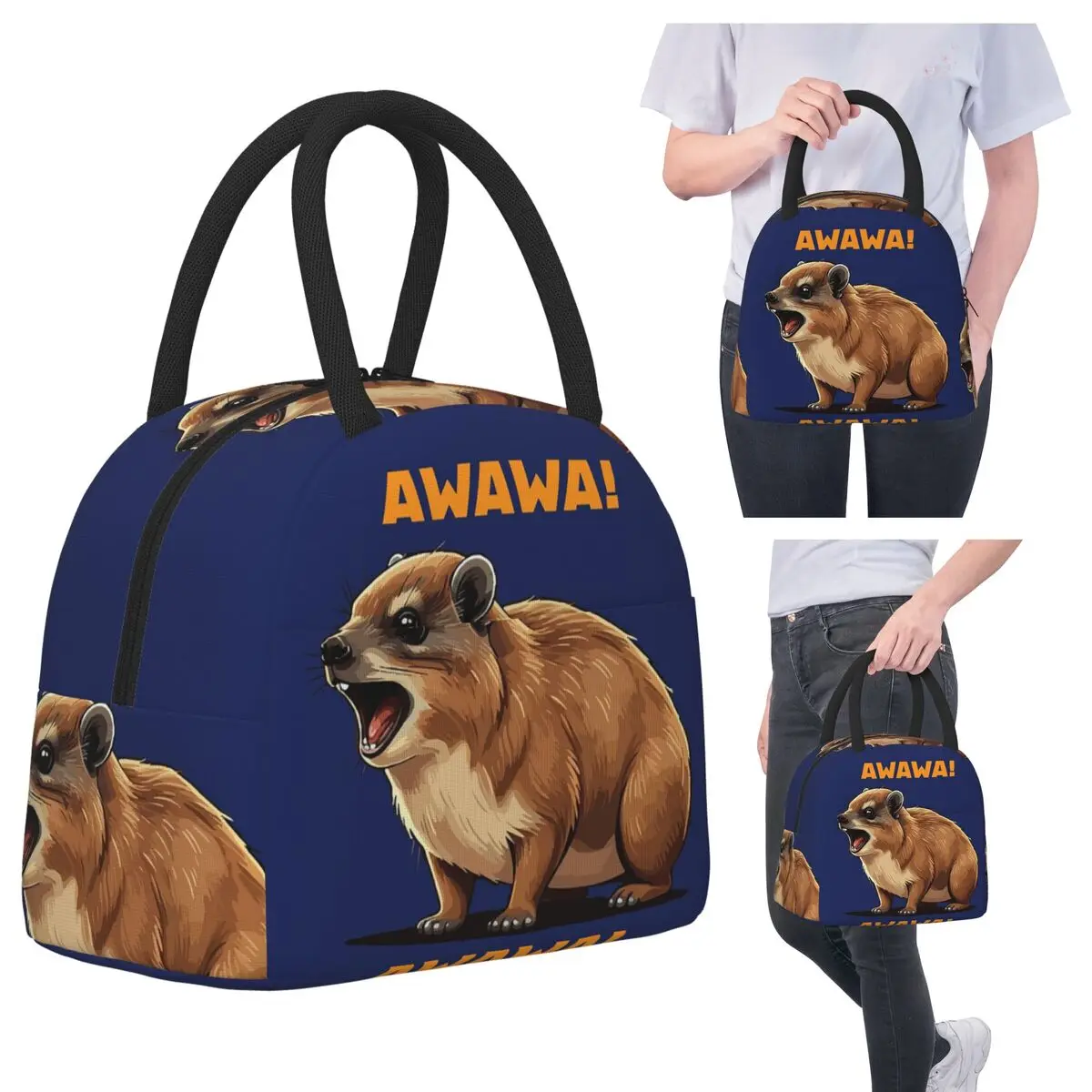 Rock Hyrax Lover Awawa Groundhog Dassi Lunchtaschen, isolierte Bento-Box, Lunchtasche, Picknicktaschen, Kühltasche für Damen und Kinder, Reisen