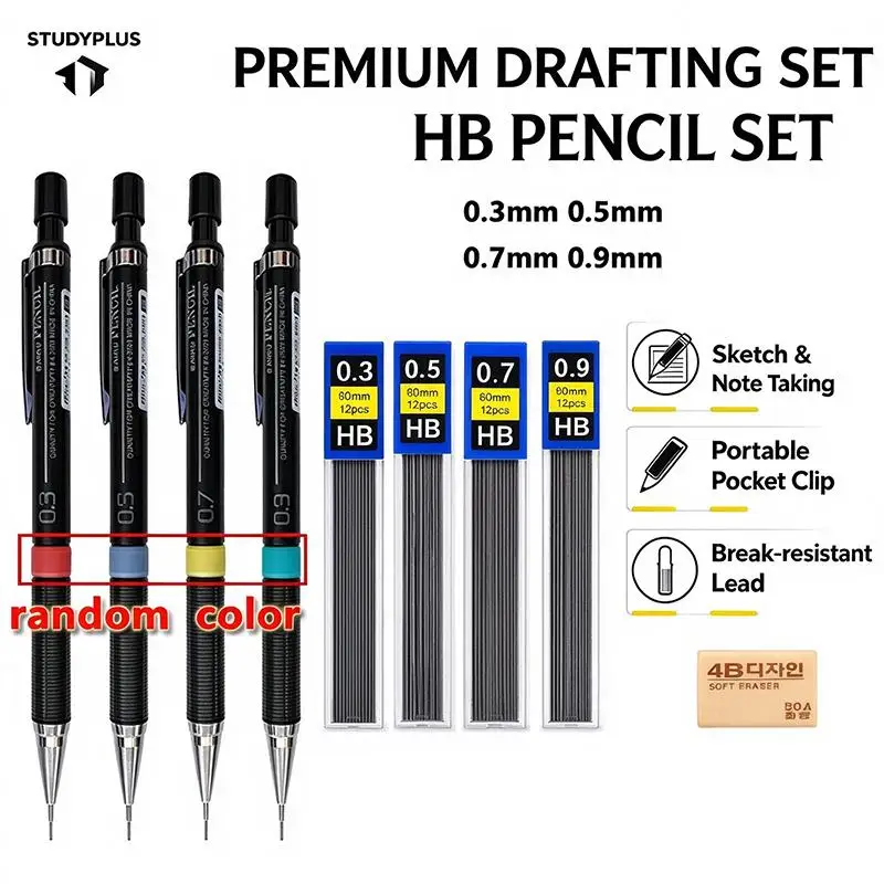 6pcs Mechanical Pencil Set with Refills, 0.3/0.5/0.7/0.9mm Portable Precision Drafting Pencils, Ideal for Drawing&Daily Writing