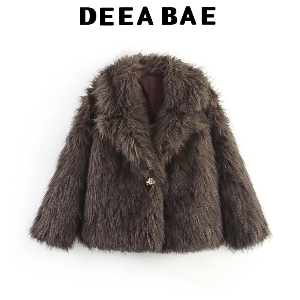 

DEEABAE Осенняя новая женская одежда, модное и универсальное короткое пальто с французским дизайном и травой из искусственного меха