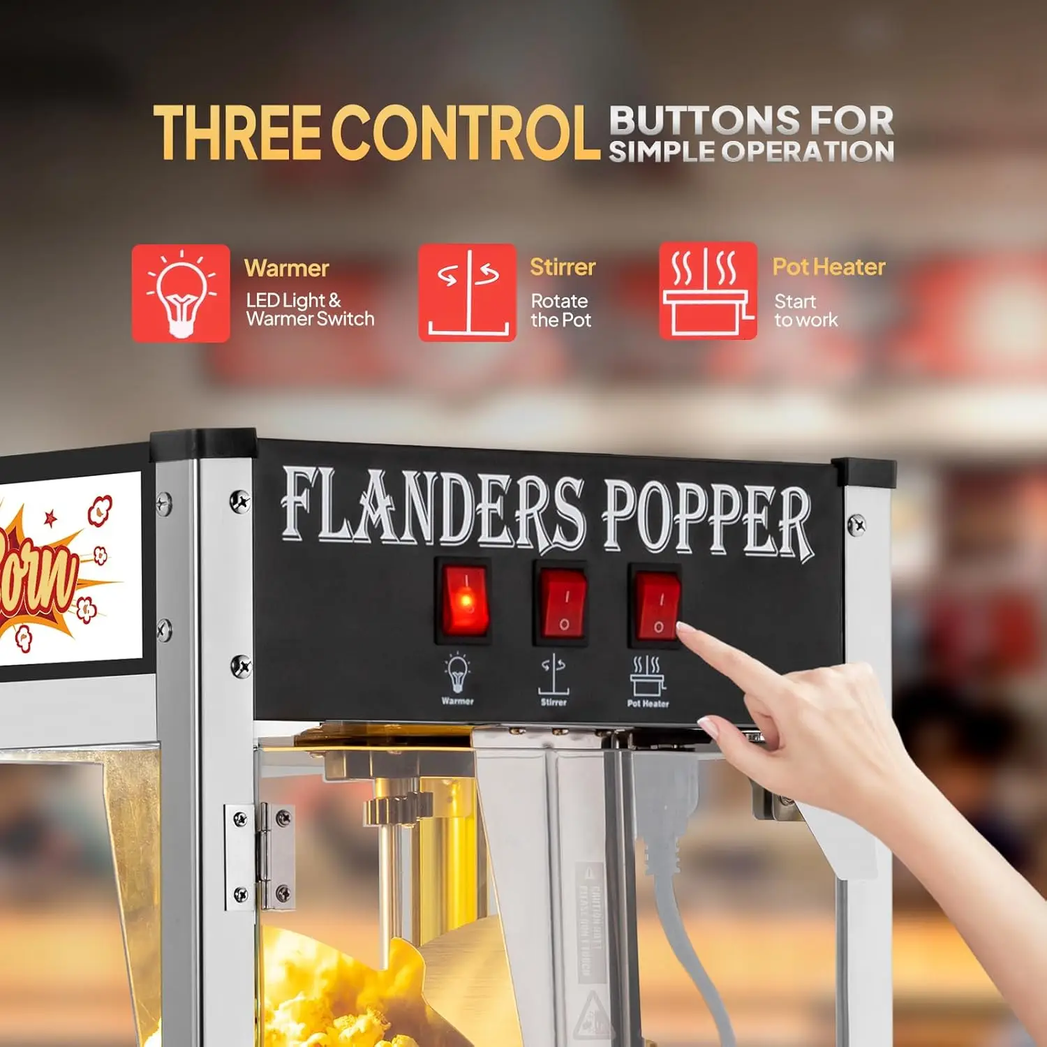 Машина для попкорна в кинотеатра с чайником на 8 унций делает до 32 чашек, настольная машина для попкорна Коммерческая машина для попкорна