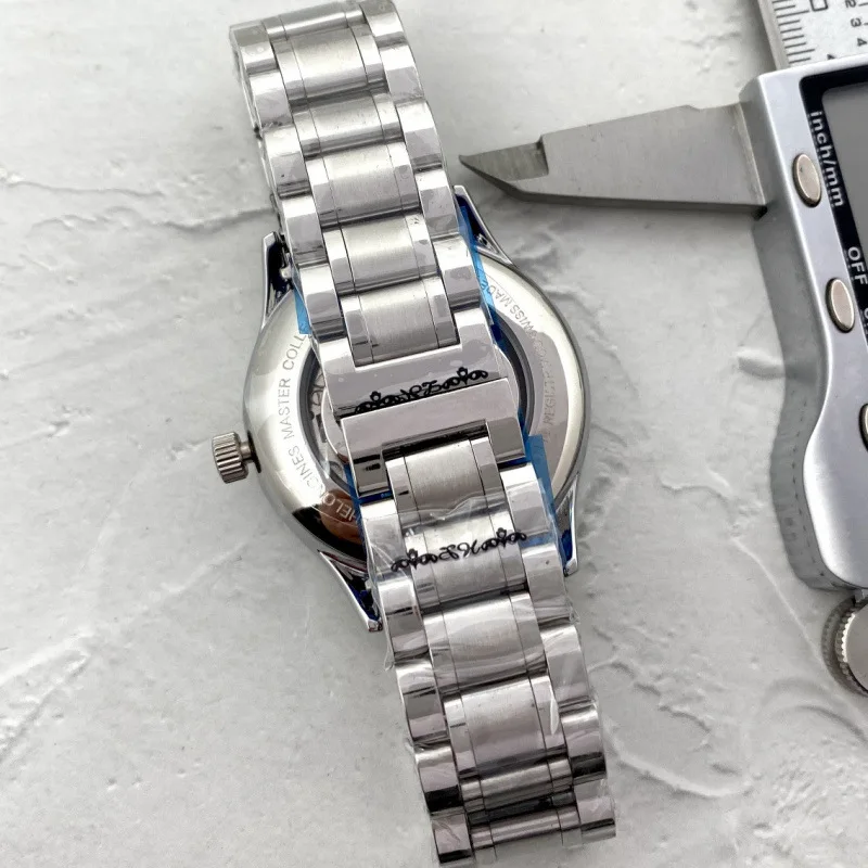 2025 relógio de negócios automático de luxo masculino aço inoxidável cristal safira à prova dwaterproof água 100m esqueleto dial data exibição