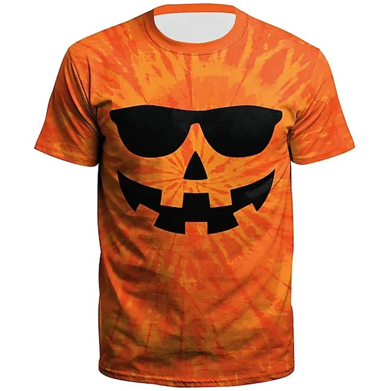 

2025Funny Halloween Pumpkin T-shirt Men 3D Printed Fashion Round Neck T Shirts Tops Kids Short Sleeve Summer Oversized Tee Shirt