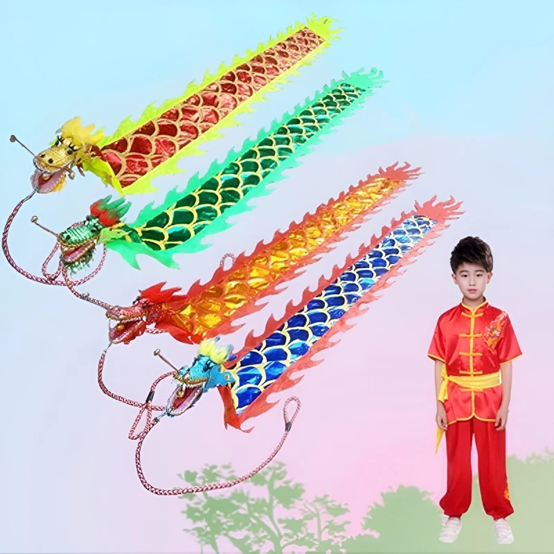 Free shipping 3m/5m fitness colorful streamer dragon children adult dragon dance performance ribbon outdoor sports fun toys koi