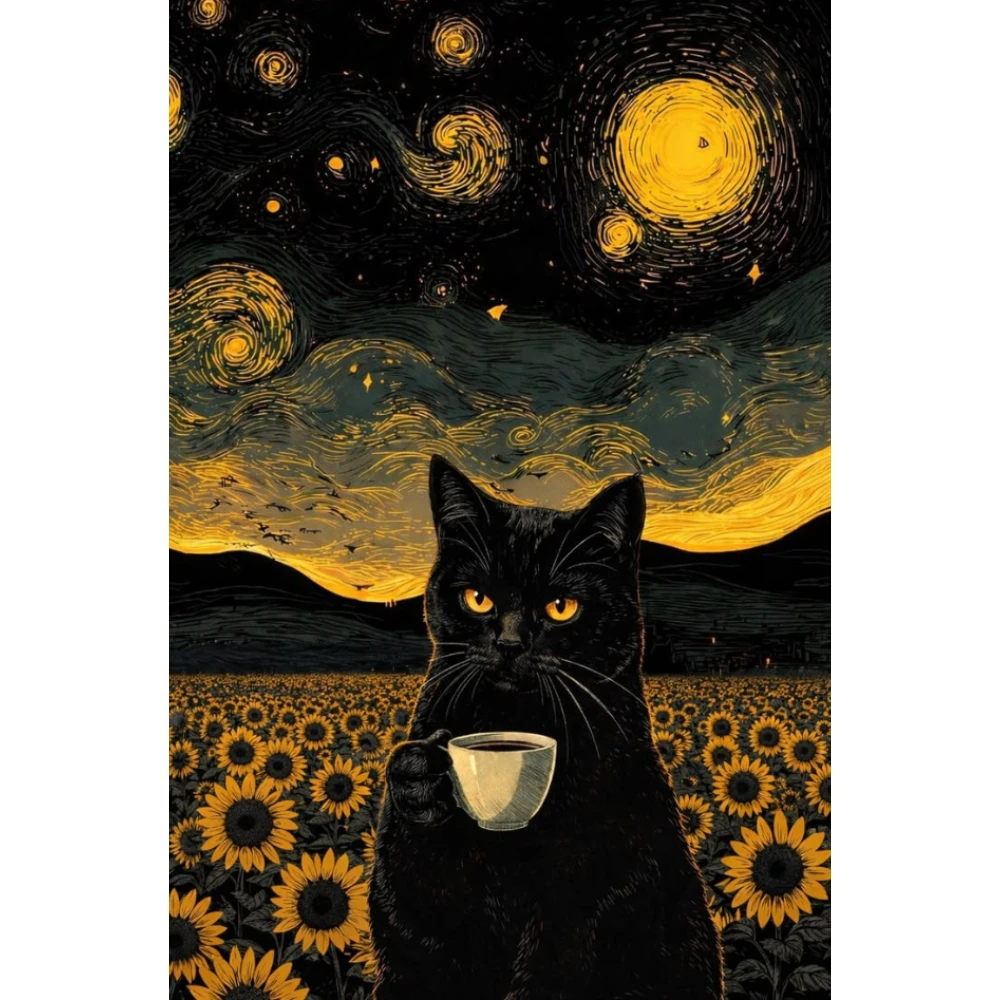 

500/1000/1200/2000 PCS Jigsaw Puzzles Cat Drinks Coffee Scenery Family Activity Games for Gameroom Bedroom Home Decor