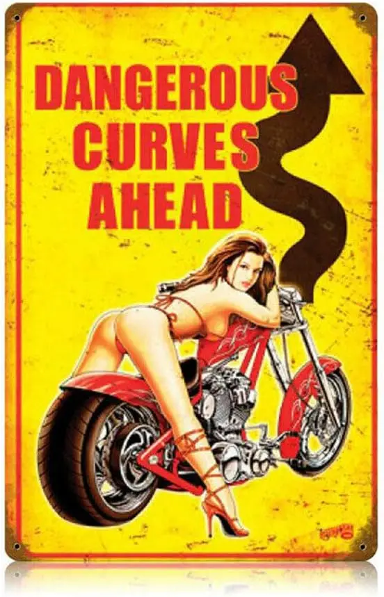 Metal Sign Great Aluminum Tin Sign Stylish Vintage Motorcycle Pin Up Girl Man Cave. 8 X 12 Inch