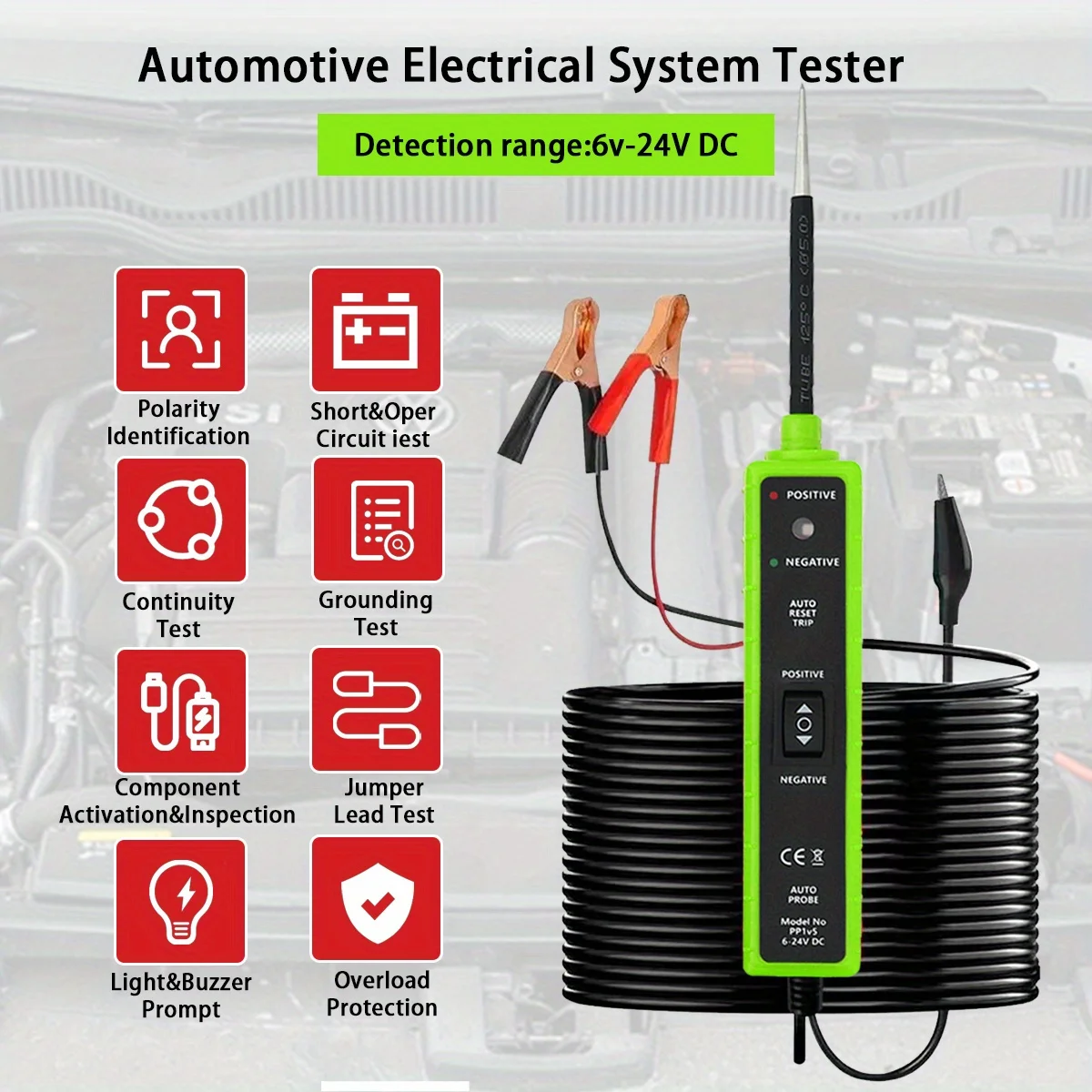 TopDiag P60 Automotive Circuit Tester Car Electrical System Short Tester 6-30V DC With Function LCD Display Flashlight Component