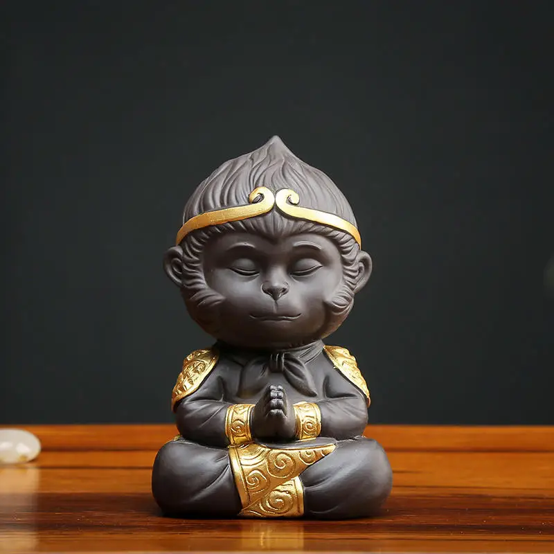 Purple Sand Monkey King and Sun Wukong Tea Pets,Cute Figurine,Gongfu Tea Accessories, Chinese Yixing Tea Sets, Zen Home Decor