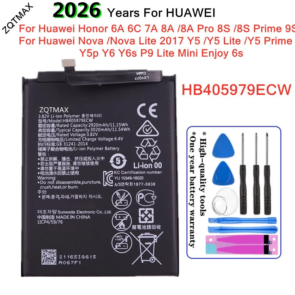 HB405979ECW batería para Huawei Nova Lite 2017 Y5 Lite Prime Y5p Y6 Y6s P9 Lite Mini Enjoy 6s Honor 6A 6C 7A 8A Pro 8S Prime 9S