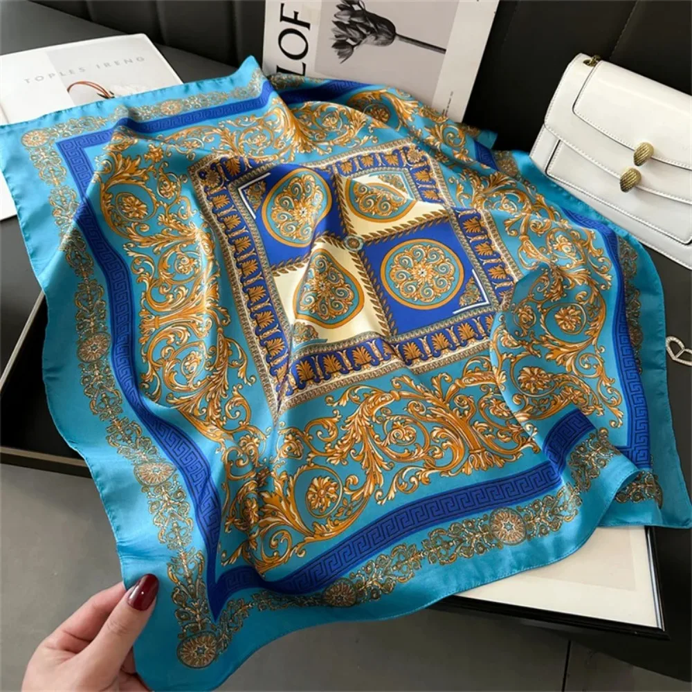 Women 70x70cm Printed Silk Pas - Ascot Neck Scarf avis et prix