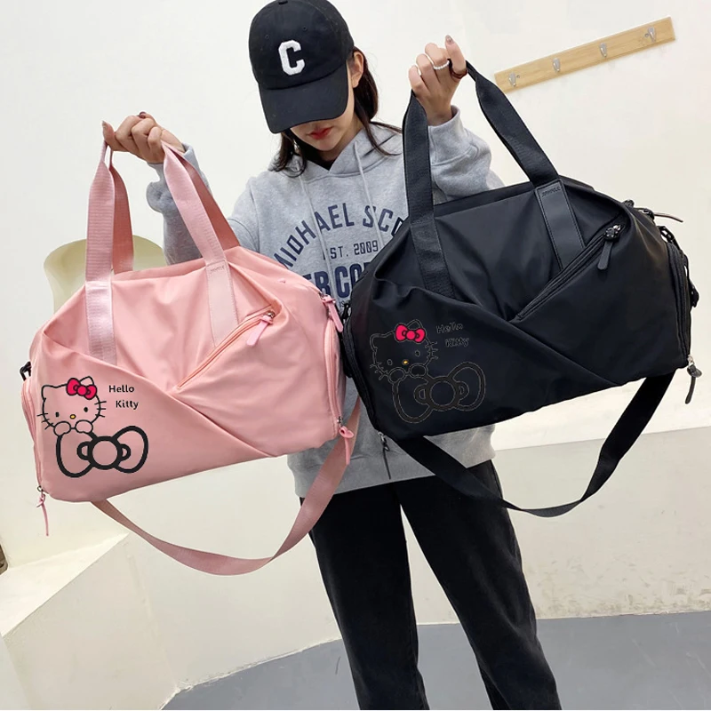 New Hello Kittys High Capacity Travel Bag Sanrios Kawaii Wet or Dry Separation Fitness Swimming Bag One Shoulder Crossbody Bag