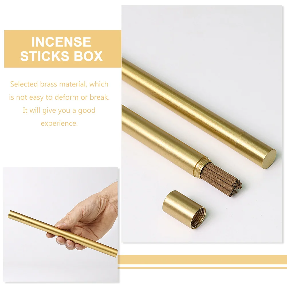 

Incense Stick Tube Brass Metal Storage Tube Sealed Lid Compact Portable Holder for Travel Home Camping Delicate Aroma Holder