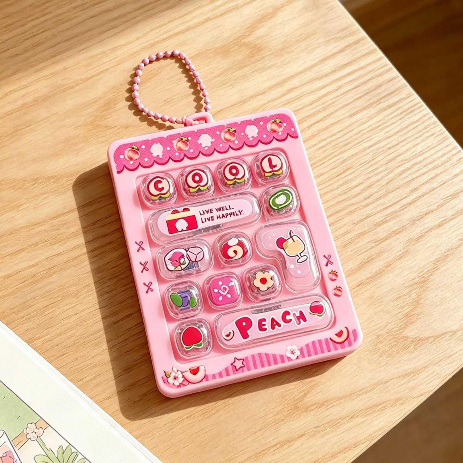 Keyboard Keychain 14-Key Fruit Shape Button Bag Charm Keyboard Fidget Clicker For Kids Adults Backpack Purse Pocket Home Office