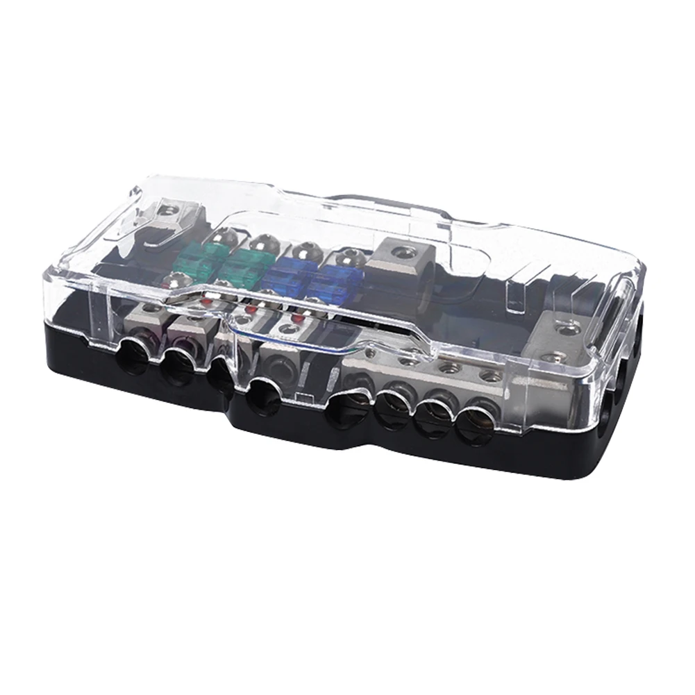 4 Way Car Mini ANL Blade Fuse Holder Box Zinc Alloy and PC Prevent Excessive Current  2 in 4 out Power Distribution Block