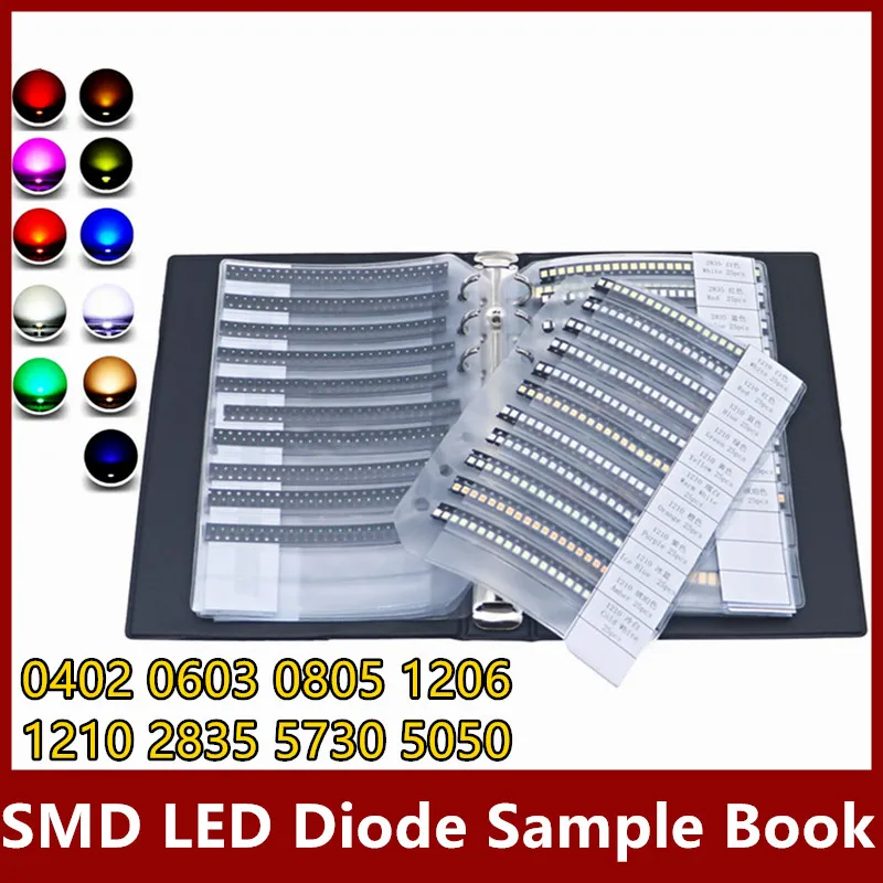 5050 5730 2835 1210 1206 0805 0603 0402 SMD LED Diode Sample Book Red/Green/Blue/White/Yellow/Warm White/Orange/Purple/Ice Blue