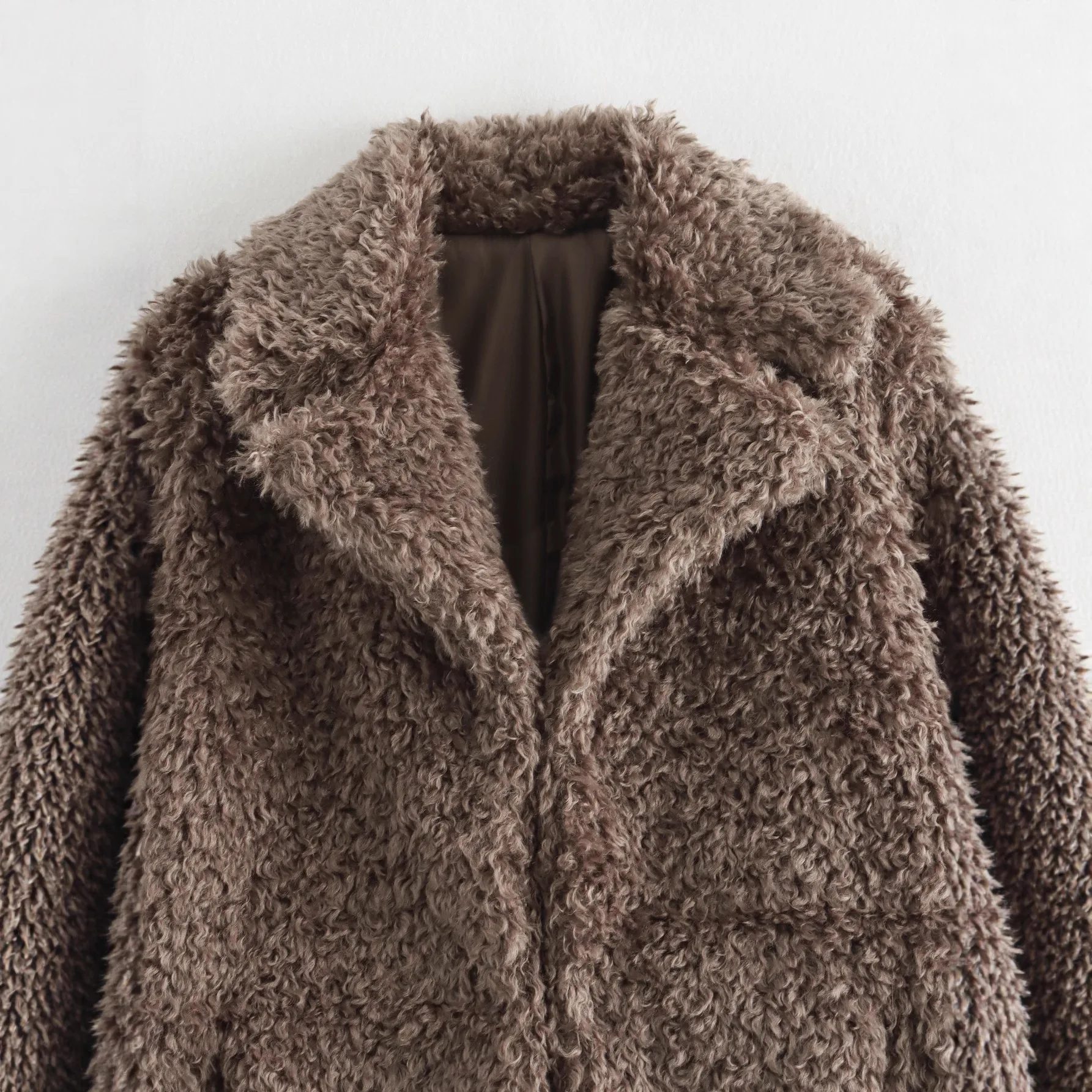 Fofo inverno feminino casaco de pele do falso café marrom encaracolado jaqueta de pele artificial cabelo longo peludo grosso senhora pele para baixo jaqueta