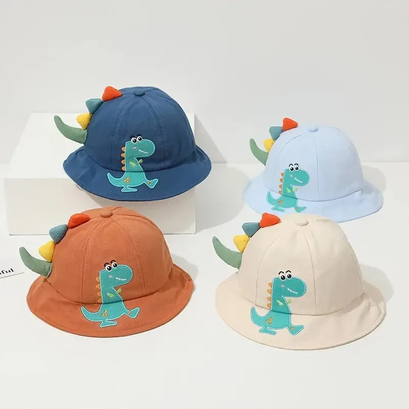 Cartoon Dinosaur Baby Fisherman Hat For Boys And Girls Outdoor Sun Protection,Casual Cute Kids Bucket Hat,Spring,Summer ﻿