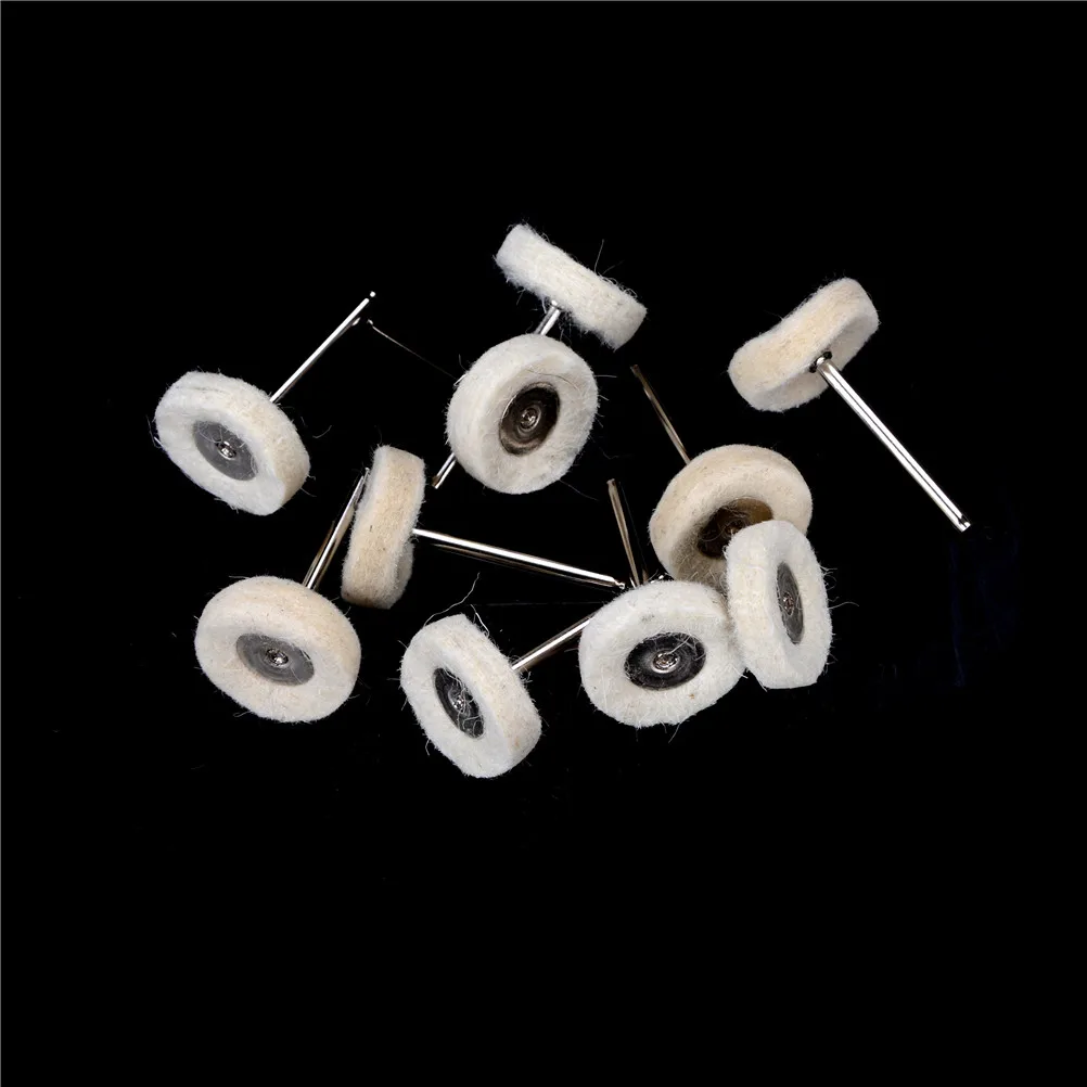 

10Pcs Pad Dia 25mm Wool Felt Polishing Buffing Drill Grinder Wheel Brushes With Handle For Wood, Jade