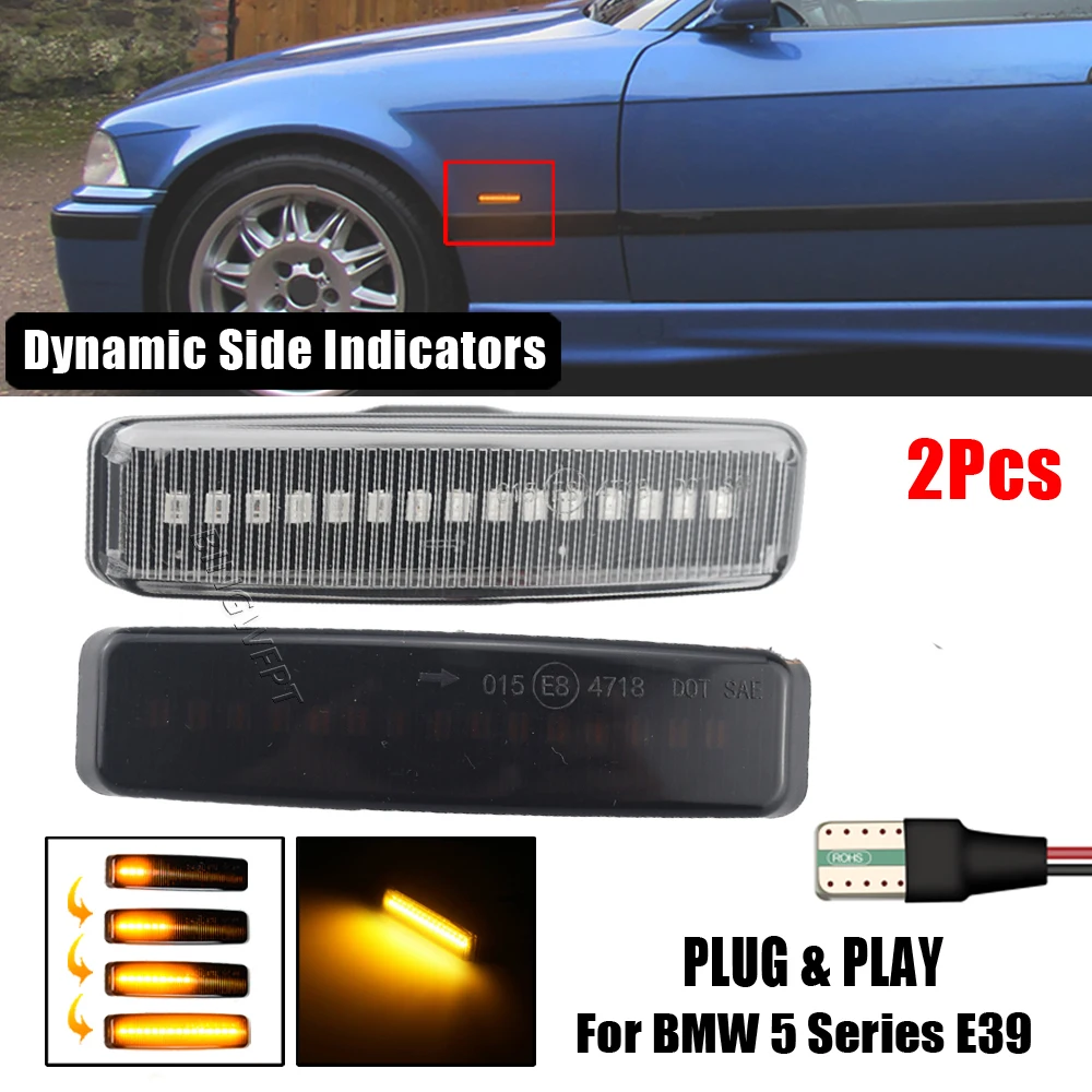 Flowing Dynamic Blinker Indicator LED Turn Signal Light Side Marker Lamp For BMW 5 Series E39 M5 1995 1996 1997-2003