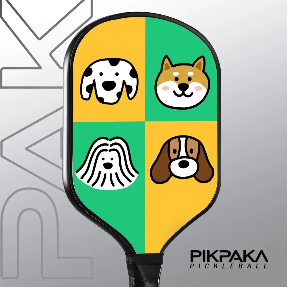 

Pickleball Paddle T700 Carbon Fiber Unibody Thermoformed 16MM Honeycomb Core with Bag and Grip Tape Simple Cute Dog
