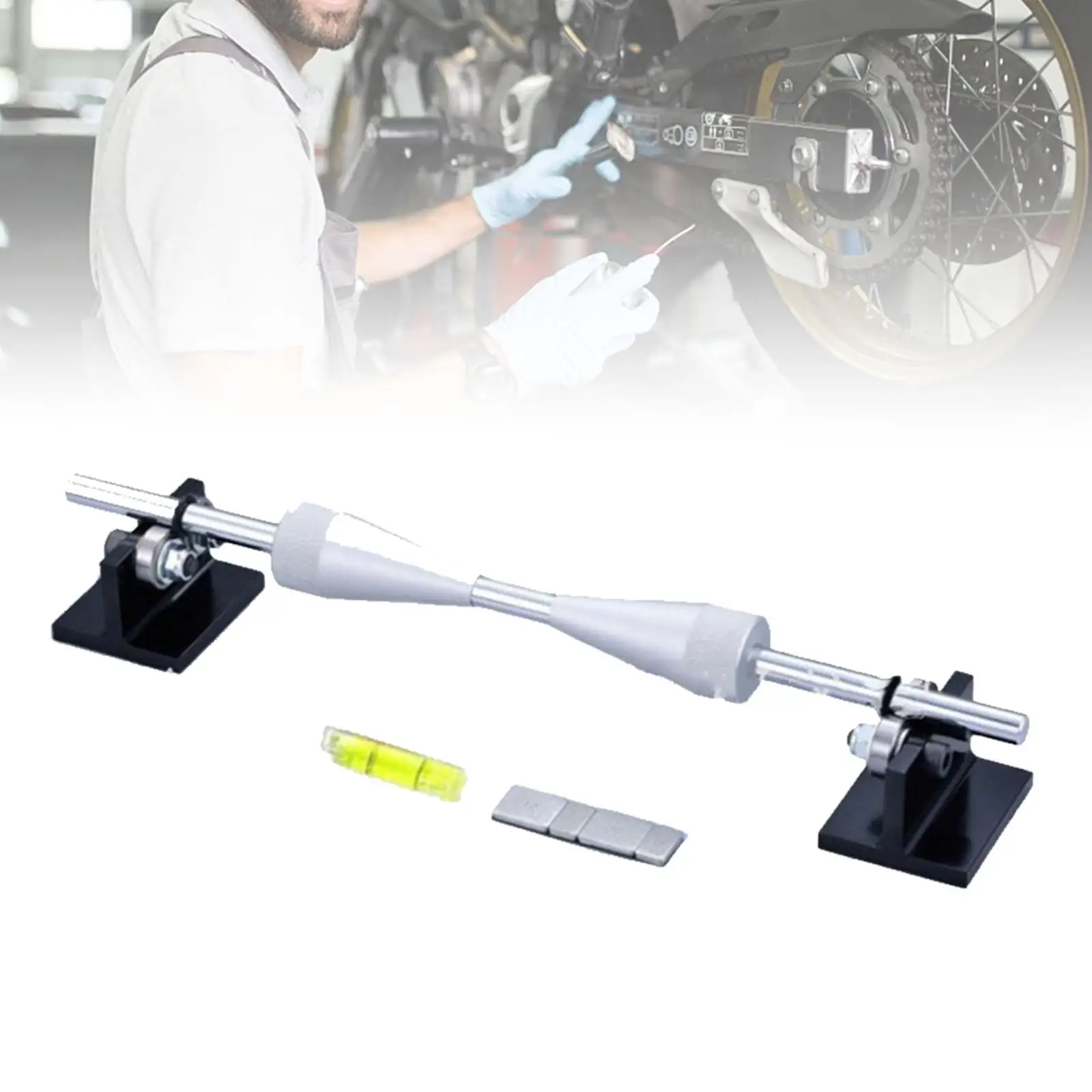 Portable Motorbike Tire Balancing Tool Kit Aluminum Alloy Wheel Truing Stand for Shop Garage Use