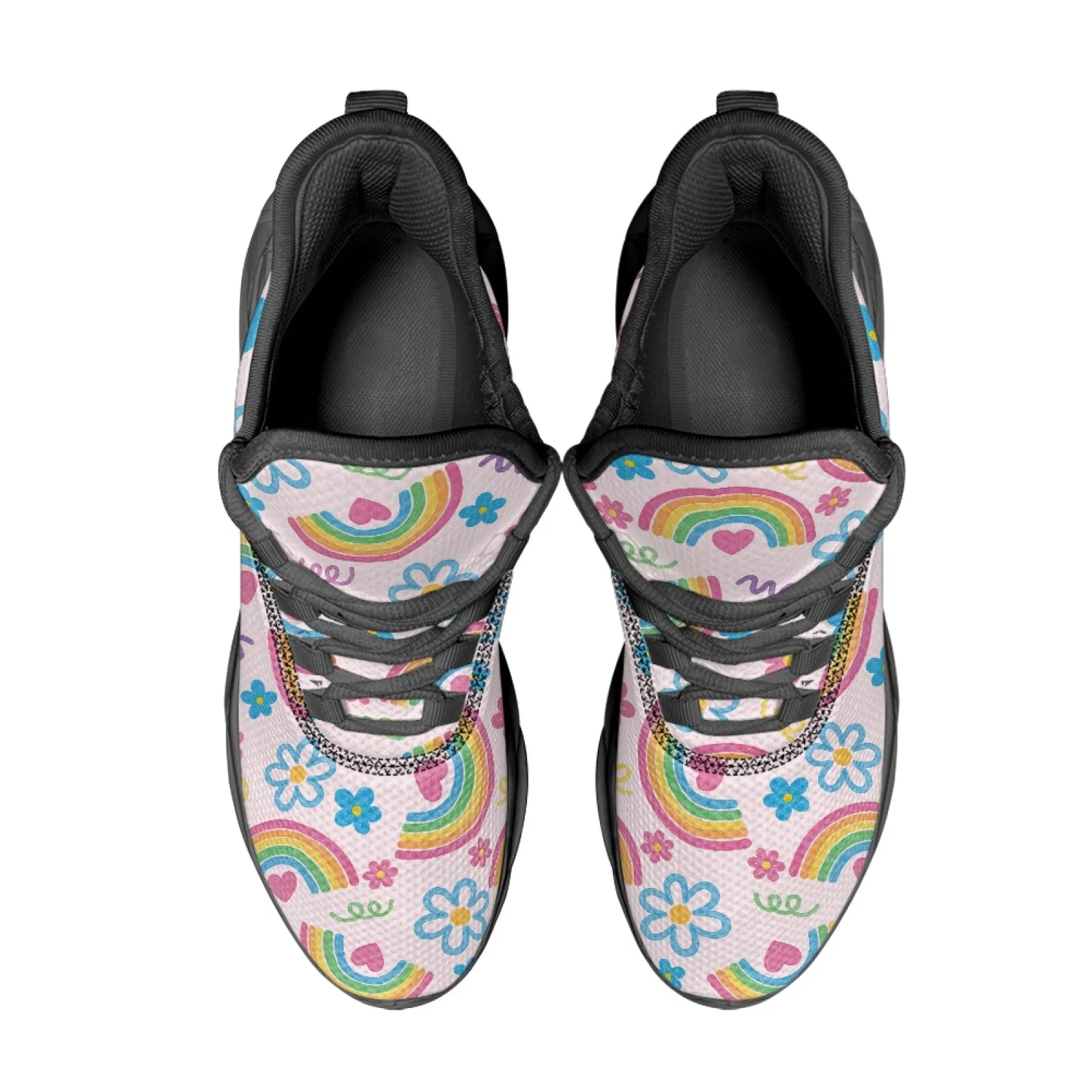 PENSTROLL Rainbow Flower Print Blade Shoes Mesh & EVA Running Shoes Breathable Athletic Footwear for Boys