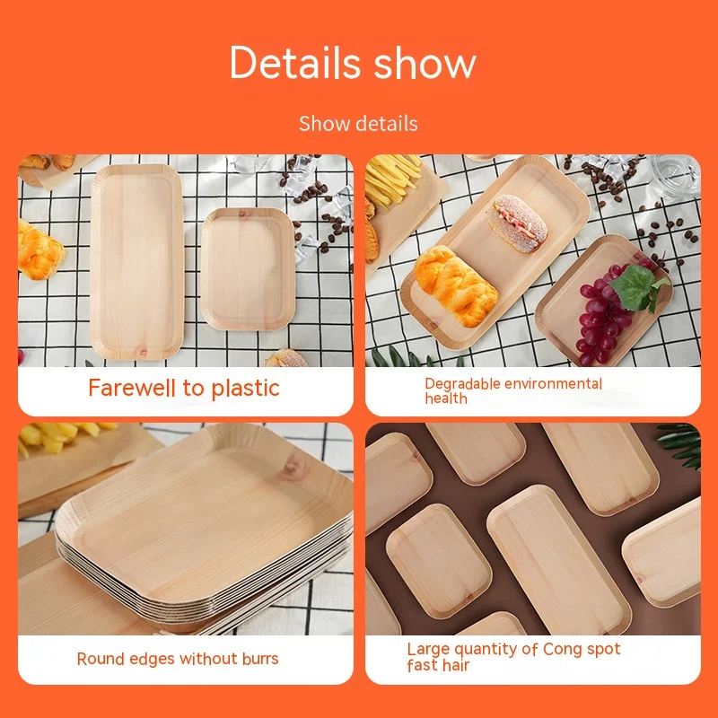 Glasses for Desserts Disposable Plates Vegetable Plates Wood Grain Paper Cake Dish Disposable Dishes Disposable paper tray