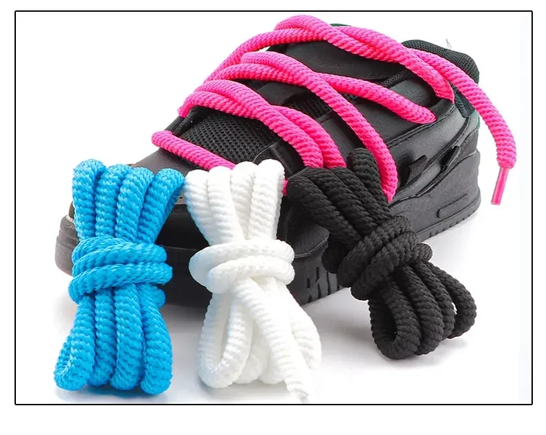 1 Paar 10 mm dicke, runde Schnürsenkel für Sneaker, Sportschuhe und Laufschuhe, verstellbare Länge: 100 cm/120 cm/140 cm/160 cm, Schuhzubehör. – Detail 2