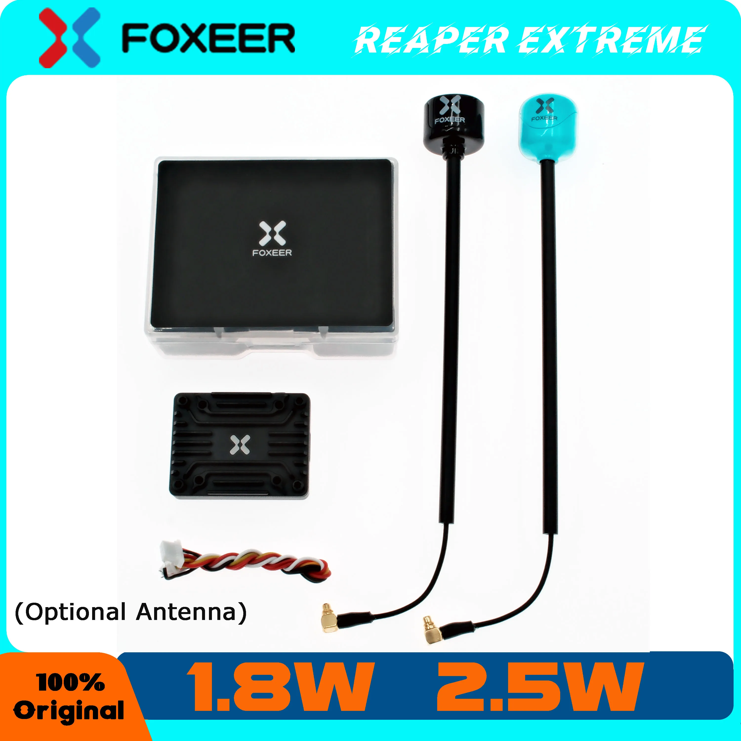 

Foxeer Reaper Extreme 2.5W/1.8W 5.8G 72CH FPV VTX 25Mw 200Mw 500Mw Switchable Transmitter 2-8S For RC FPV Long Range Drones