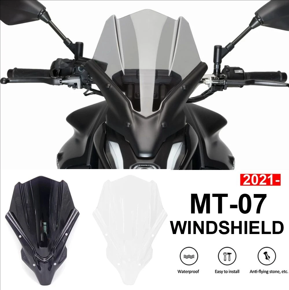 

New 2021- Motorcycle Windshield WindScreen Front Screen For Yamaha MT-07 MT 07 MT07 mt07 Accessoris Transparent/Smoke black