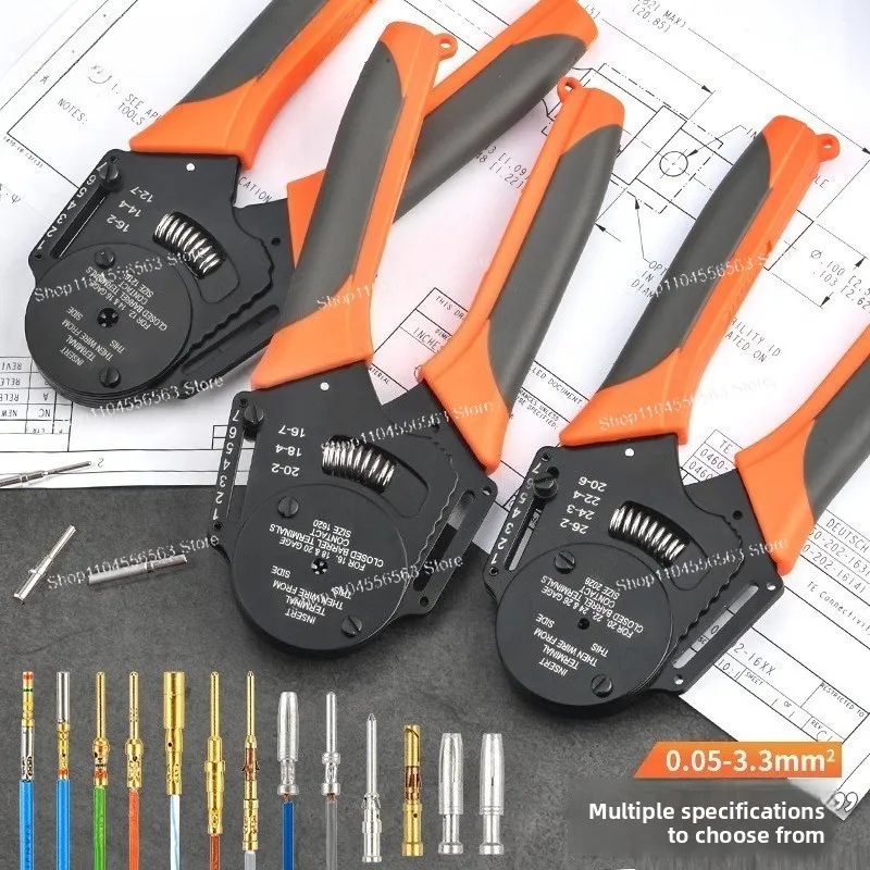 Four Mandrel Crimping Pliers for Aviation Connector Pins, J599 Male & Female Contact Crimper, Test Probe Terminal Crimp Tool