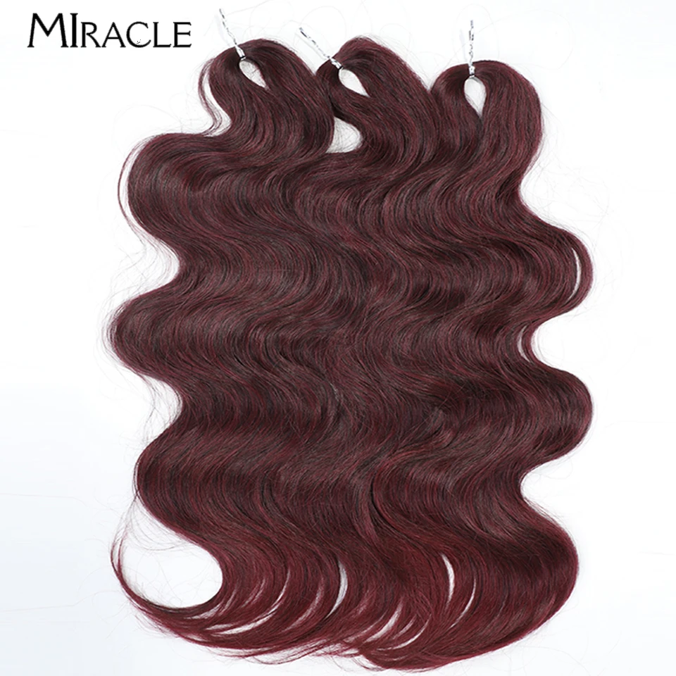 MIRACLE Body Wave Braiding Hair Extensions 24 Inch Crochet Braid Hair Ginger Blonde Wavy Synthetic Fake Hair Weaves Crochet Hair