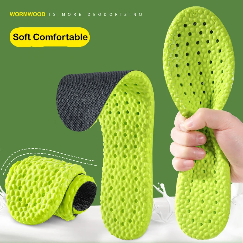 Wormwood Deodorant Insoles Mesh Breathable Stretch Running Cushion For Feet Man Women Insoles For Shoes Sole Orthopedic Pad