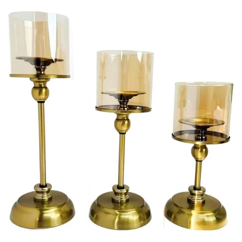 

glass candlestick ornament light luxury Chinese and Western dining table model room home romantic candlelight dinner ornament