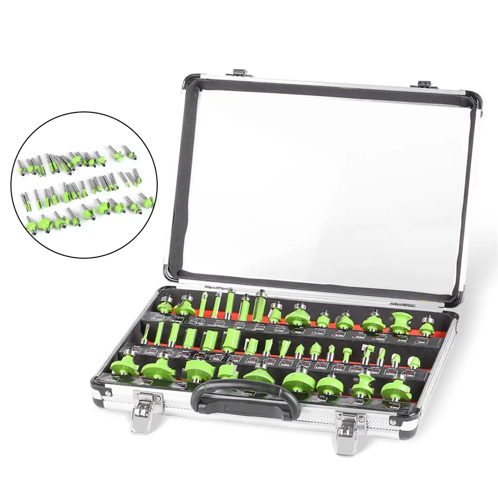 Woodworking Router Bit Set 40 Pieces with Multiple Shank Sizes for Compatibility with Various Electric Routers
