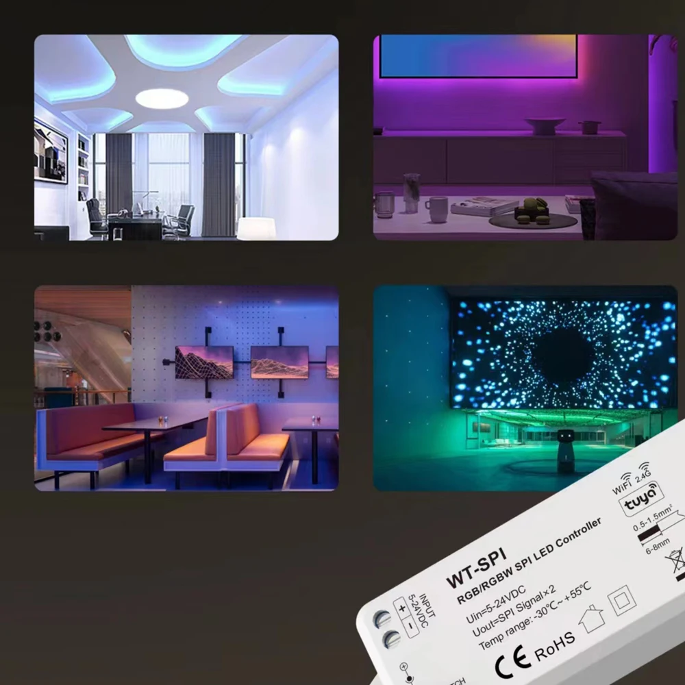 SPI WiFi Led Controller DC5V-24V RGB RGBW Addressable Led Strip Tuya Smart Life APP Remote fr WS2812B WS2811 WS2814 SK6812 Light