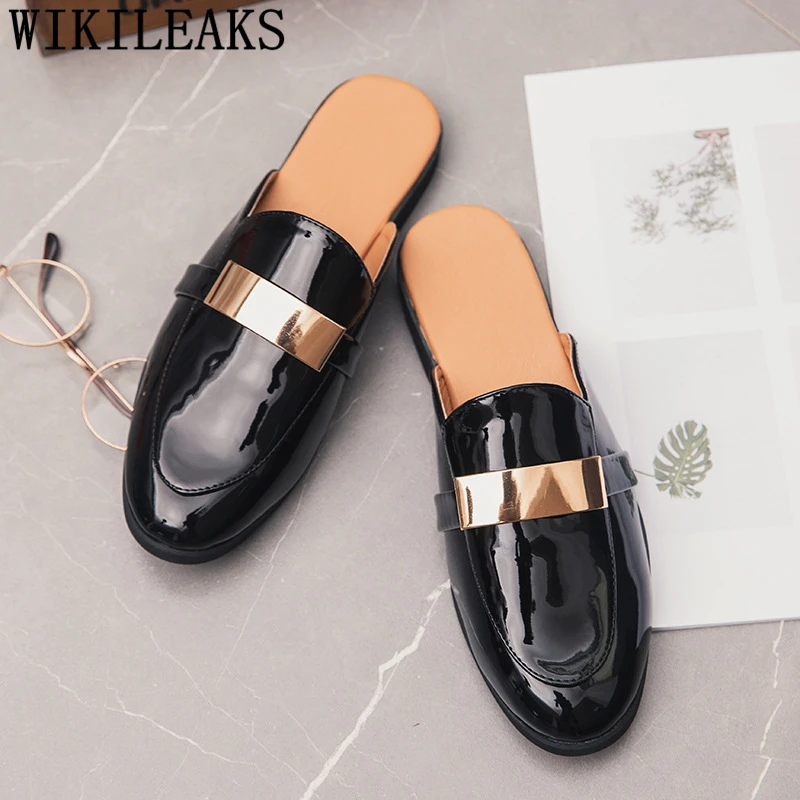 Black Half Shoes For Men Patent Leather Mens Shoes Casual Luxury Shoes Men Fashion Zapatos Charol Hombre Erkek Deri Ayakkabi