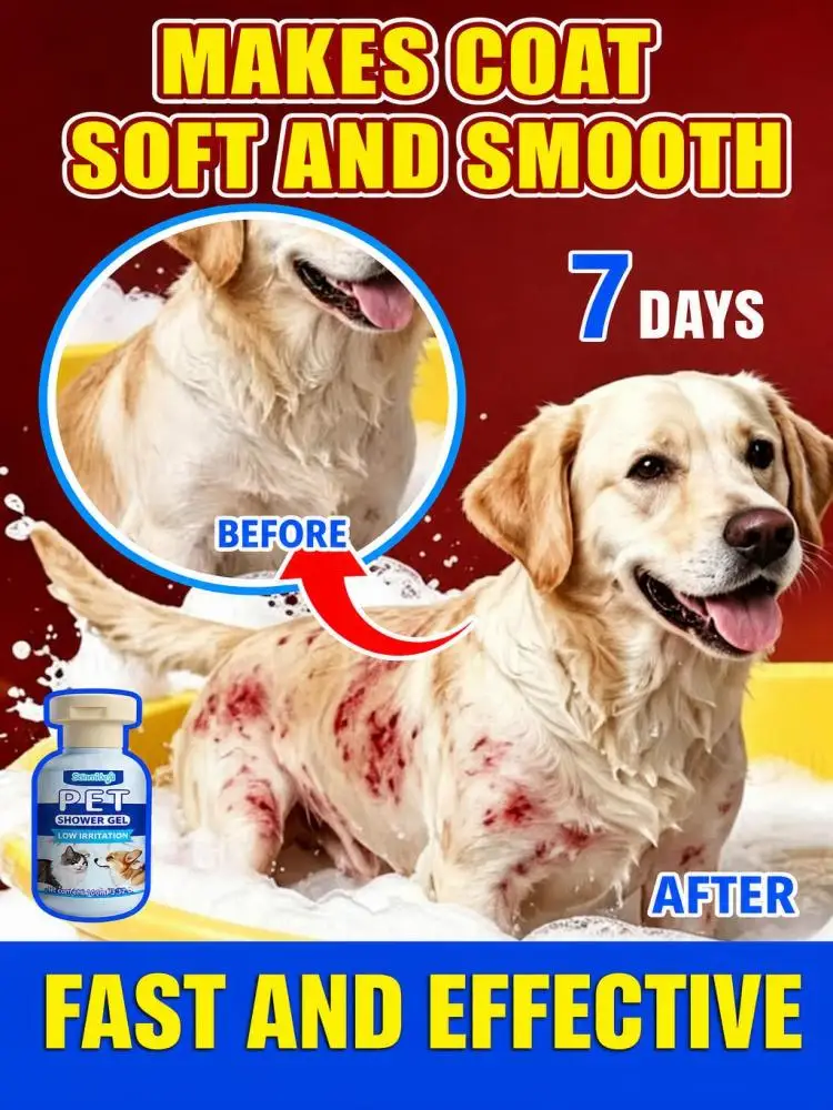 Moisturizing Pet Shampoo for Cats Dogs, Natural Plant Extract Deodorizing Formula, Mild & Gentle, Leave No Harmful Residues, Comfortable Pet Grooming Shower Liquid