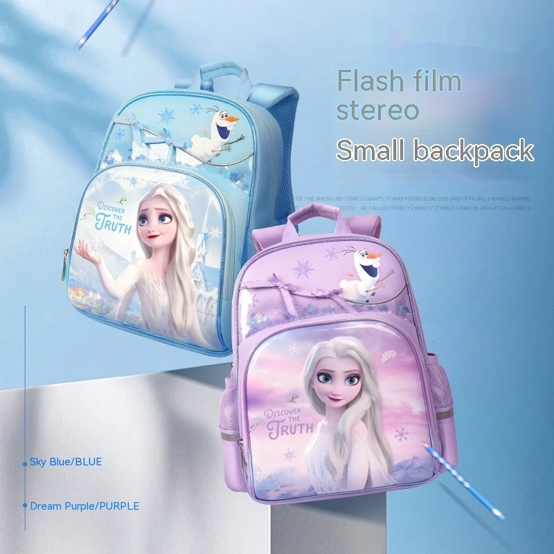 New Disney Frozen Elsa School Students Cute Cartoon Printed Children's Blue-purple Backpack Girls Schoolbags Gift Wholesale