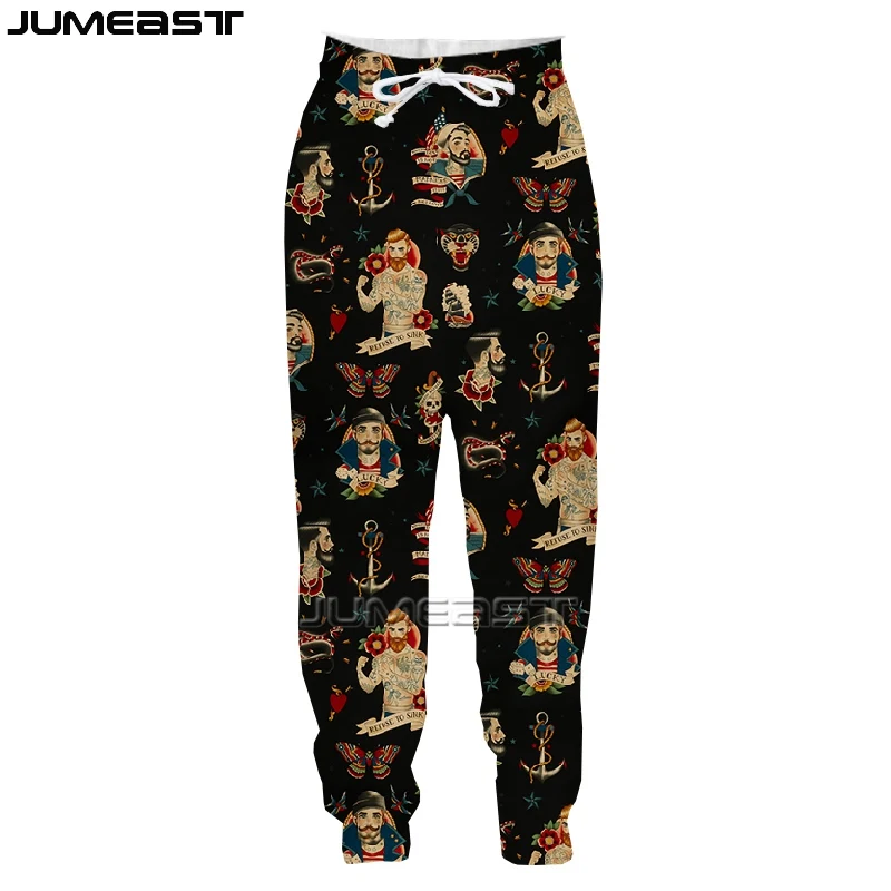 Jumeast Skull Hippie Men Trousers 3D Print Mermaid Women Casual Pant Vintage Y2K Oversized Streetwear Fashion Sweatpants Clothes