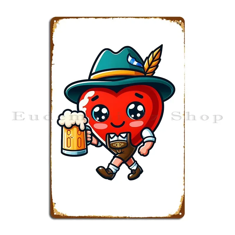 Cute Sweet Full Length Heart In A National Bavarian Costume Bayern Deutschland Germany Metal Signs Garage Bar Tin Sign Poster